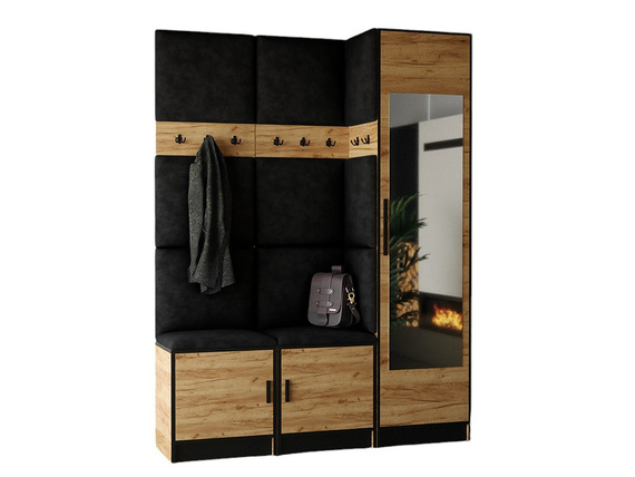 Moderne Garderoben-Set MALTI Eiche craft + schwarz