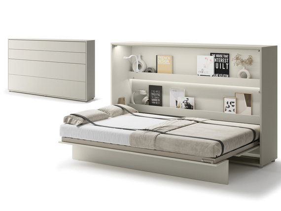 Schrankbett mit Regalböden BED CONCEPT 90x200 Kaschmir