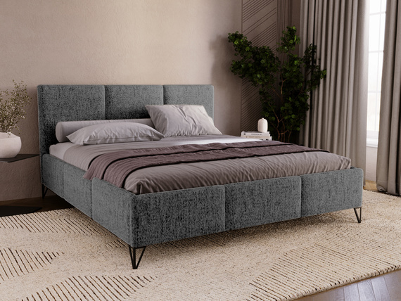 Designerbett geflechtartiger Stoff im Retro-Stil 160x200 Graphit LARAS