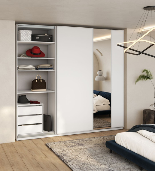 Schwebetürenschrank mit Spiegel LAVIAS Weiß