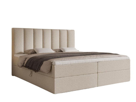 Boxbett mit Bettkasten und topper 180x200 Hellbeige BELLS