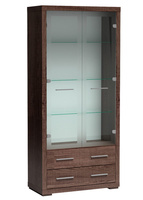 Glasvitrine mit 2 Schubladen ARIA Eiche Santana Dunkel