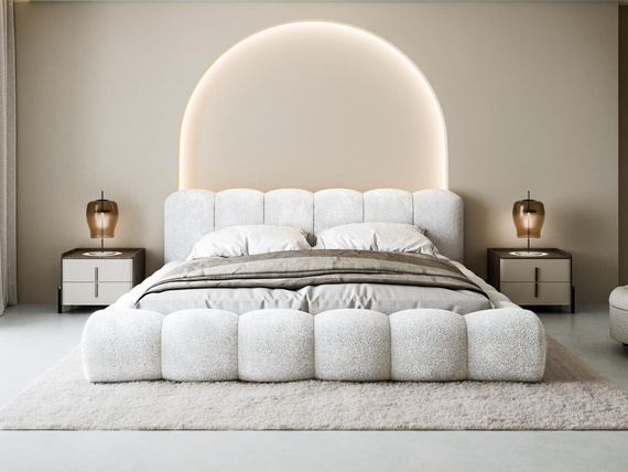 Glamour Wolkenbett 200x200 mit Metallrahmen Weiß LUX