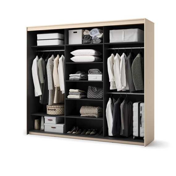 Schwebetürenschrank mit Spiegel FLORE Beige