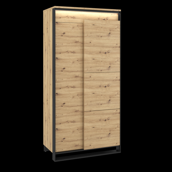 Kleiderschrank LIMA 2-Drehtüren Eiche Artisan/Schwarz