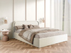 Creme Polsterbett 200x200 mit Bettkasten Metallrahmen  SAGA