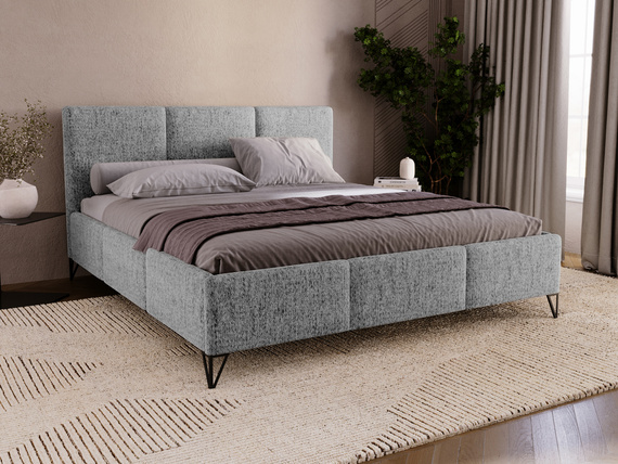 Modernes Polsterbett Retro Stil Doppelbett mit hohen Füßen 160x200 Dunkelgrau LARAS 