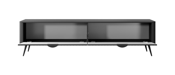 TV Schrank zweitürig mit gerifflete Front BELLO Schwarz