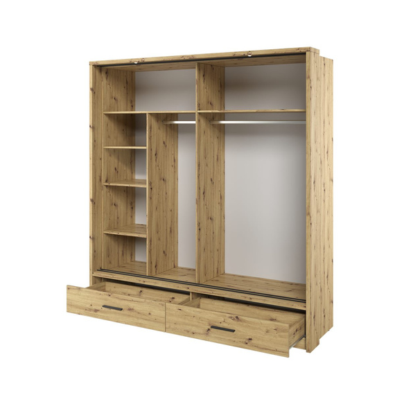 Kleiderschrank ARTI mit 2 Schubladen mit Spiegel 200 cm