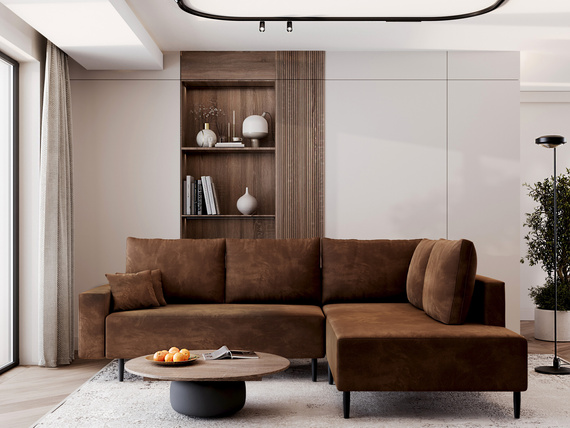 Ecksofa mit Bonellfederung bequem L-form Braun 257cm Breite modern BLAIR