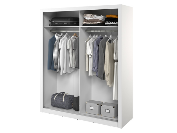 Schwebetürenschrank mit gerifflete front ARTI Weiß