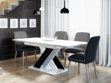 Esszimmertisch ausziehbar 140-180 cm Weiß +Schwarz