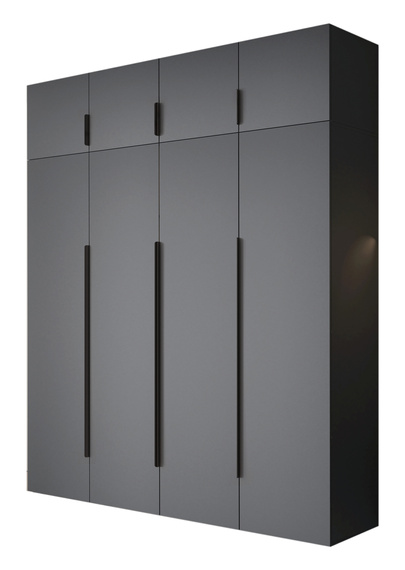 Kleiderschrank mit vier Drehtüren Metallgriffen Graphit STELLS
