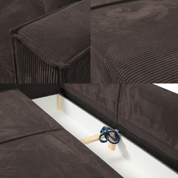 Schlafsofa mit Bettkasten und Cordstoff MONA Braun