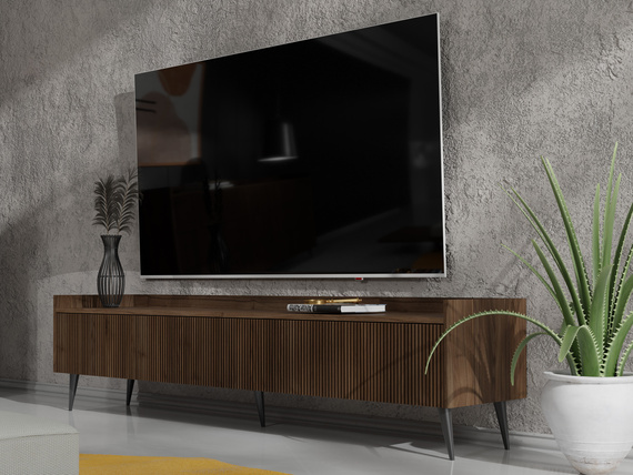 TV-Schrank mit geriffelte Fronten MODE Nussbaum