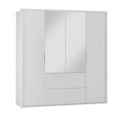 Kleiderschrank mit Spiegel und 4 Schubladen WAKS Weiß