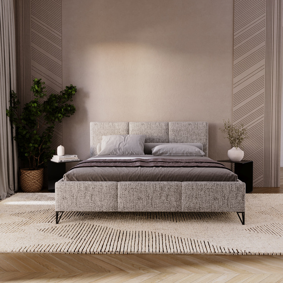 Designerbett geflechtartiger Stoff im Retro-Stil 140x200 Graphit LARAS
