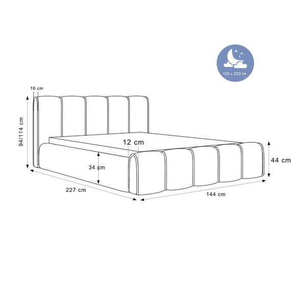 Bubble Design Gepolstertes Bett 120x200 Grau HERME