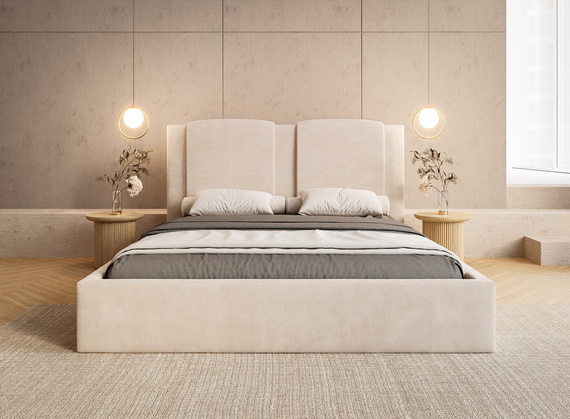 Elegant Designerbett mit Bettkasten olivgrün 140x00 LANZA