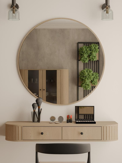 Hängend Schminktisch mit Rund Spiegel eiche cremona OVI