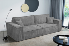 Schlafsofa mit Bettkasten und Cordstoff MONA Grau