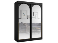 Kleiderschrank mit Spiegelfront 150 Breit Schwarz LUCY
