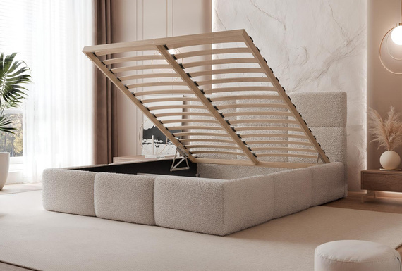 Elegant Polsterbett Hellbeige CANDE 160x200