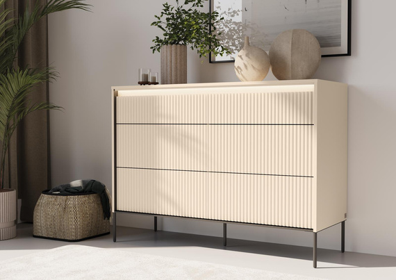 Stilvolle Kommode mit LED-Beleuchtung FLORE Beige