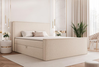 Boxspringbett mit Stauraumfunktion 180x200 Creme
