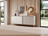 Kommode mit drei Schubladen und gerillte Front JULO Beige