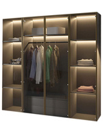 Eleganter Kleiderschrank mit LED Licht Glasfronten Graphit STELLS