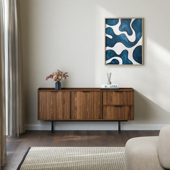 TV Kommode natur mit zwei Schubladen Eiche Hikora COLGO 