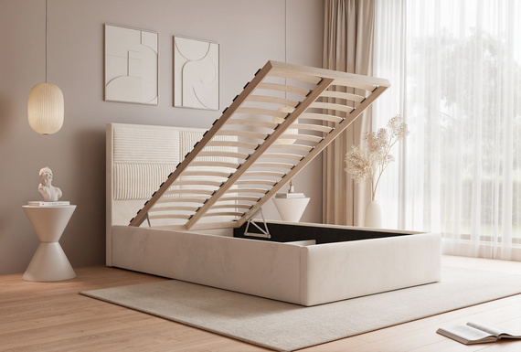 Kupfer Polsterbett mit Stauraum Holzrahmen 120x200 SAONA