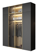Eleganter Kleiderschrank mit Glasfront Graphit STELLS