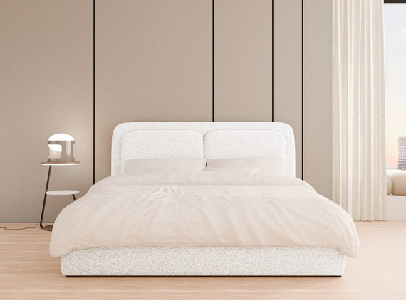 Modernes Weiß Polsterbett mit Holzrahmen 200x200 LEA