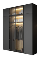 Design Drehtürenschrank mit Glasfront Schwarz STELLS