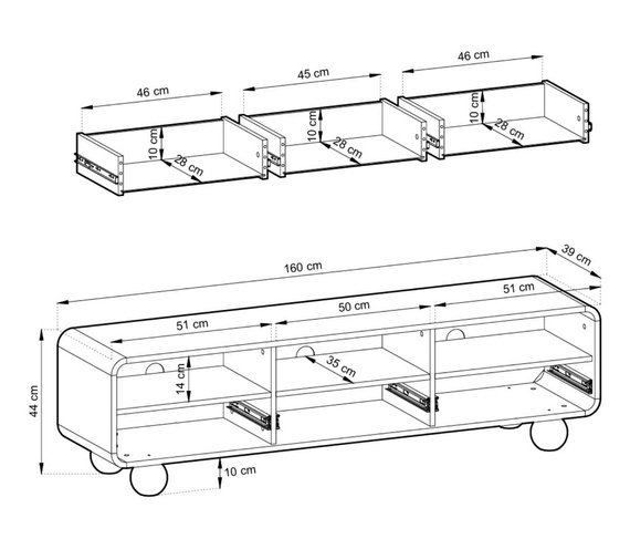 TV-Schrank Japandi design 160 cm breit Beige ALDOS