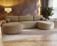 Ecksofa U Form Bouclé OLIO Beige