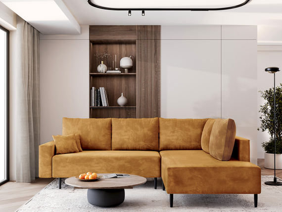 Ecksofa Bonellfederung komfort Gelb 257cm Design BLAIR