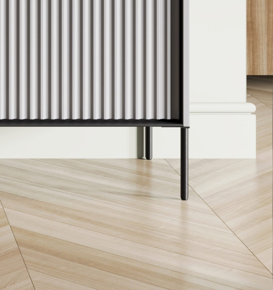 Kommode mit drei Schubladen und gerifflete Front FLORE Grau