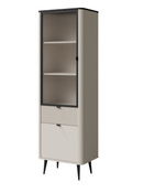 Kleine Glasvitrine LILIA Kaschmir + Graphit