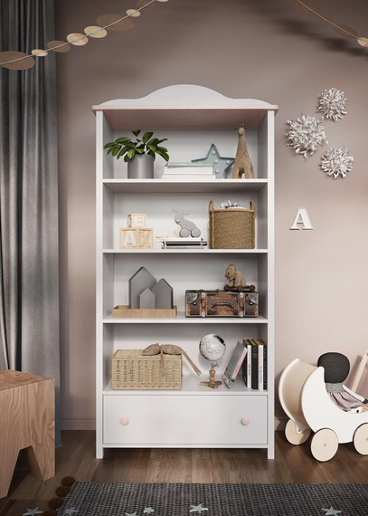 Regal für Mädchen LARA 85x42x171 cm weiß+rosa