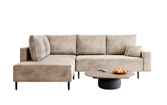 Linkes Ecksofa mit Bonellfederung bequem und modern Beige BLAIR