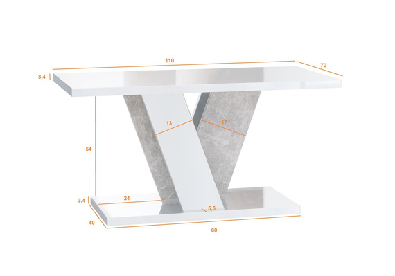 Couchtisch MANO Beton+Schwarz