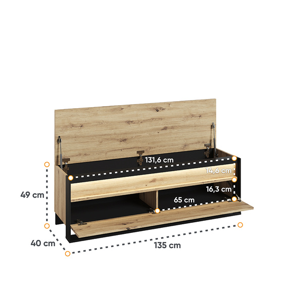 Garderoben-Set LIMA Eiche Artisan/Schwarz