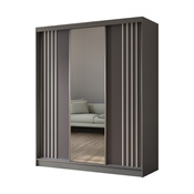 Kleiderschrank mit Spiegel und Lamellen MALTA Grau + Weiß