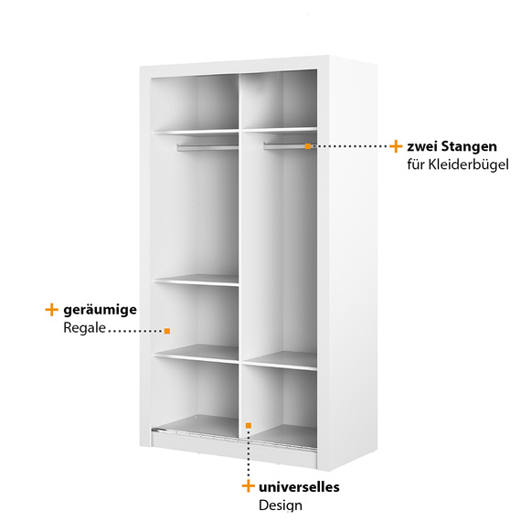 Schwebetürenschrank mit Spiegel ARTI 19 Breite 120 cm Grau