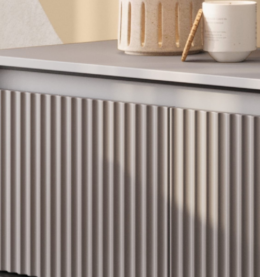 TV-Tisch mit LED-Beleuchtung 4 Türen FLORE Beige