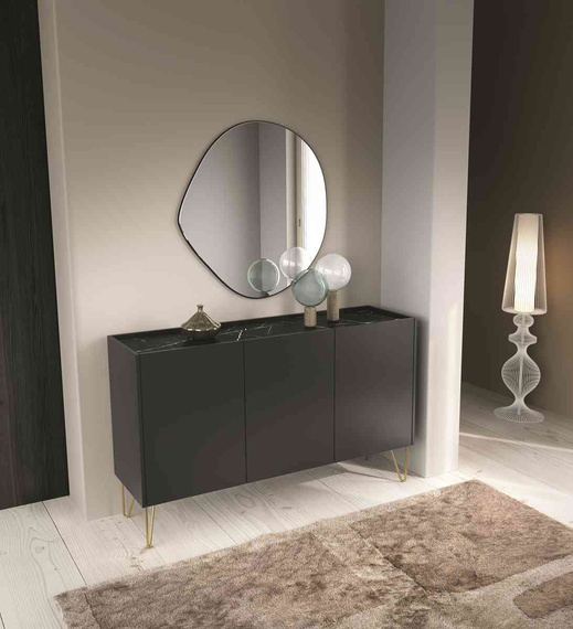 Kommode Sideboard mit marmur ARUB Schwarz Graphit