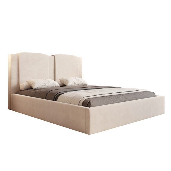 Elegant Designerbett mit Bettkasten beige 180x00 LANZA
